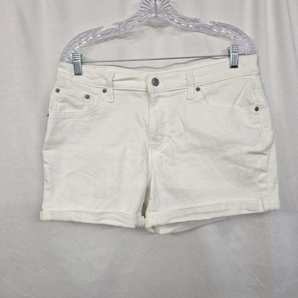 Levi's Mid Length Jean Shorts Women's 32 White Rolled Hem 3.5" Inseam